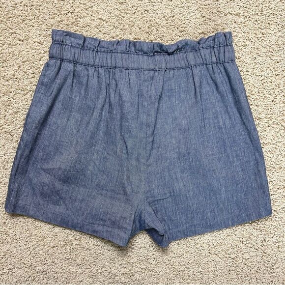EXPRESS Shortie Linen Blend Paper Bag Tie Belt High Rise 2.5in Shorts Blue XS - Picture 3 of 8